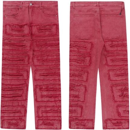 Red Stacked Jeans