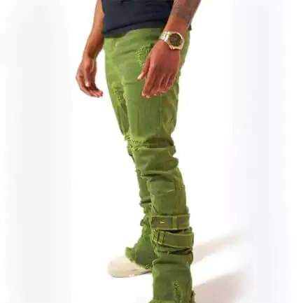 Green Stacked Jeans