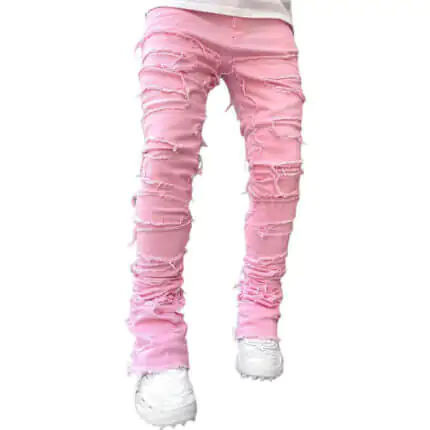 Pink Stacked Jeans