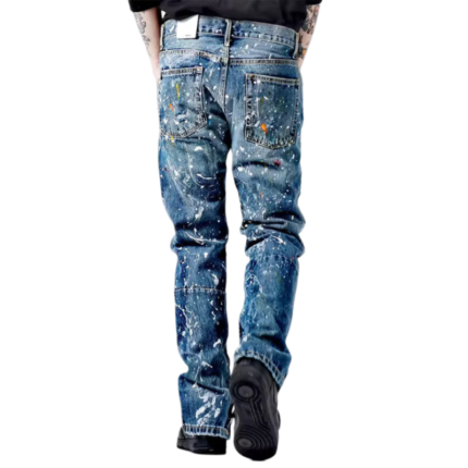 Splash Ink Print Blue Stack Denim Jeans