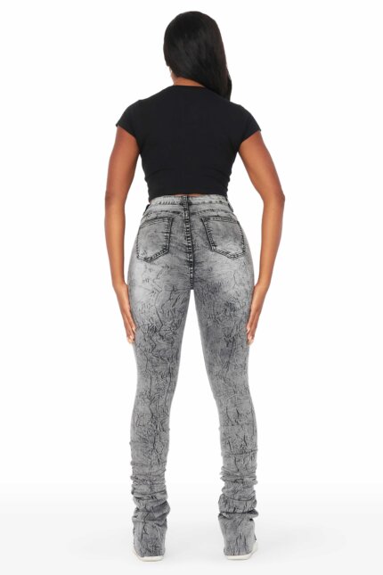 Vintage Ripped Jeans Woman Stacked Denim