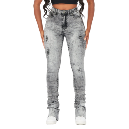 Vintage Ripped Jeans Woman Stacked Denim