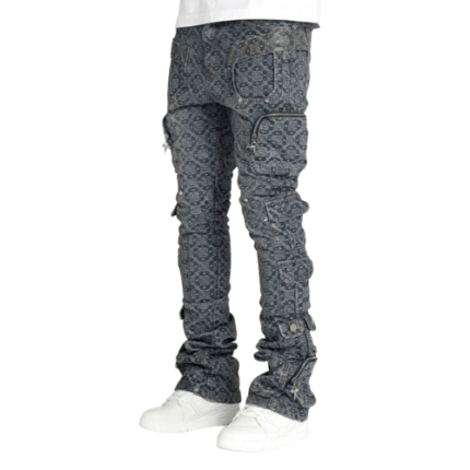 Printed Cargo Leg Slim Fit Stacked Jeans