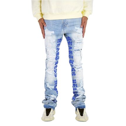 Distressed Flare Designer Stacked Jeans