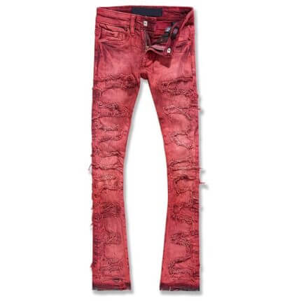 Red Stacked Jeans Kids