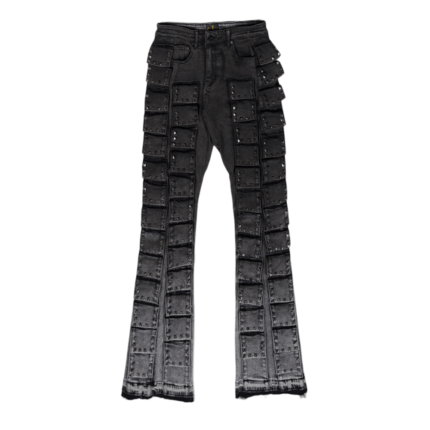 Black Stretch Bootcut Stacked Denim Jeans