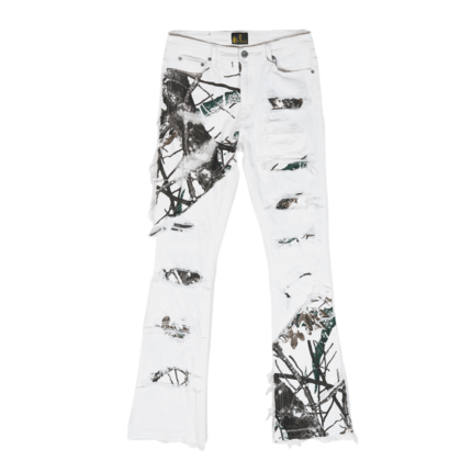 White Classic Flared Trouser Stacked Jeans