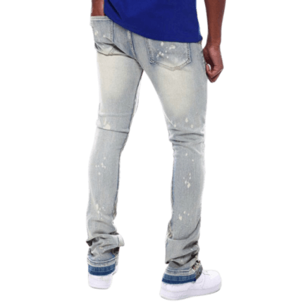 Casual Straight Leg Distressed Stacked Jeans