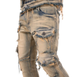 Distressed Stacked Cargo Denim Jeans