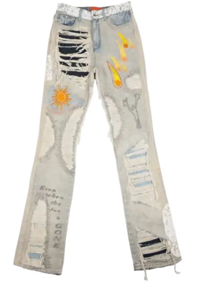 Sun Drop Flared Stacked Denim Jeans